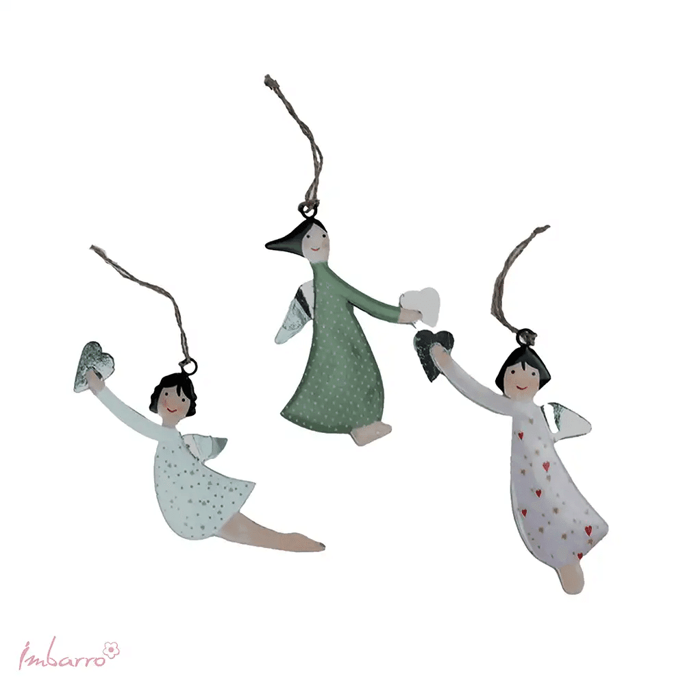 Imbarro - Hangers - Decoratieve Hangers - Engelen - Paola - Set van 3 - Metaal