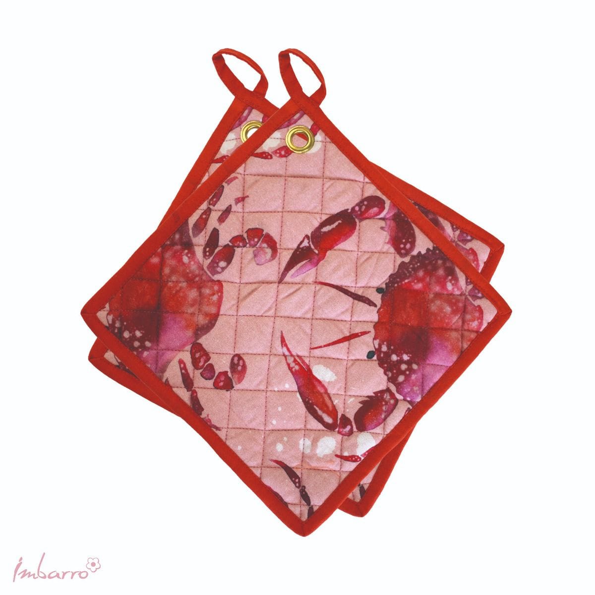 Imbarro - Pannenlappen - Set 2 stuks - 25x25 cm - Katoen - Crab