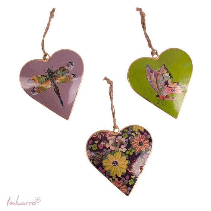 Imbarro - Hangers - Metalen hangers - Embrace Nature - Set/3 - Vlinder, Libelle, Bloemen - Metaal - Hartjes