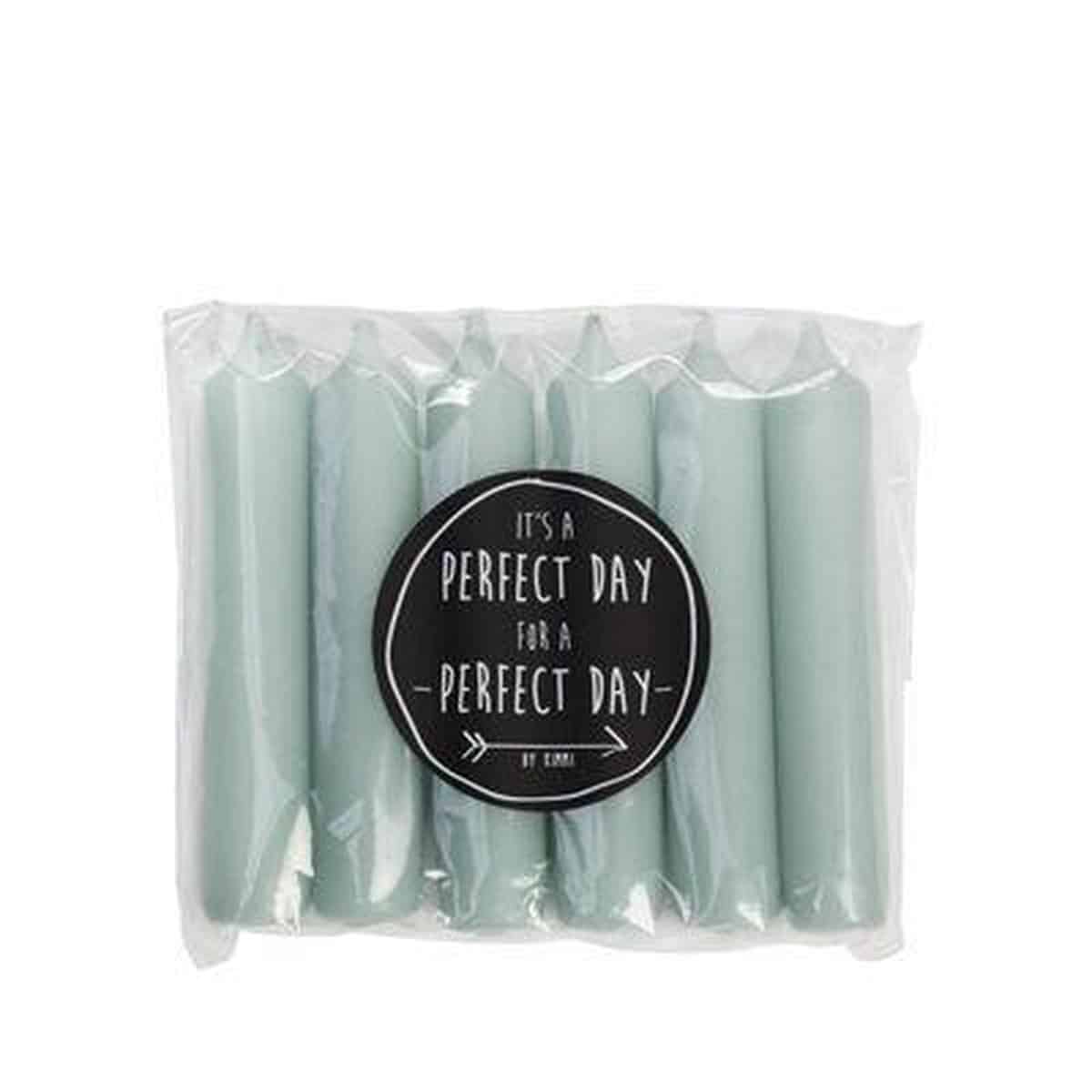 Rustik Lys - Dinerkaarsen - 6 Stuks - Pale Green - 2.1x12 cm