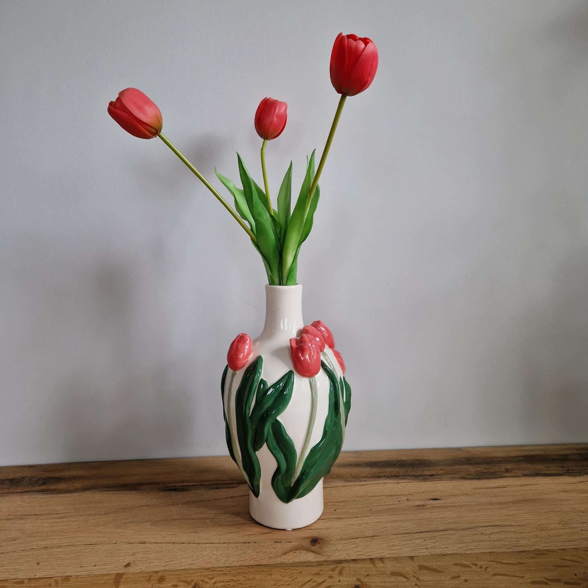 Daan Kromhout - Vaas - Bloemenvaas - Tulpen - Dutch - 16x16x26 - Keramiek - Donker roze - Afbeelding 2