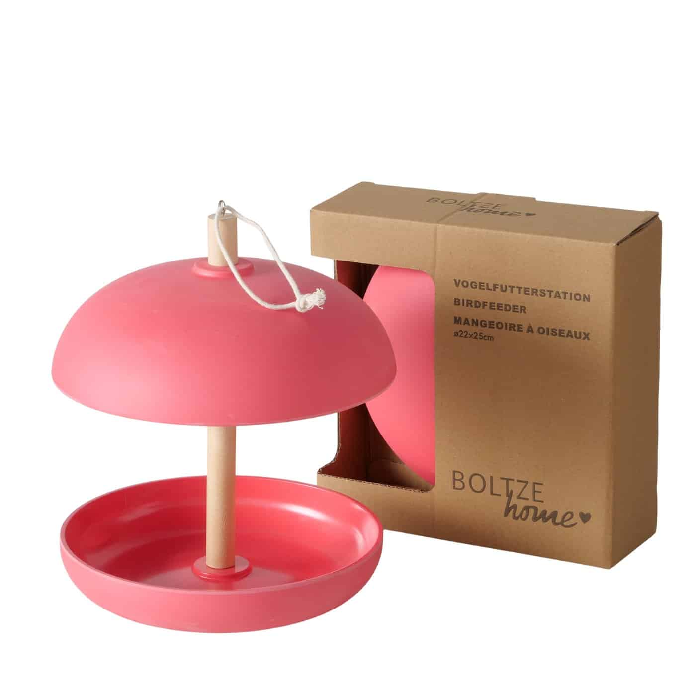 Boltze - Voederstation - Voederhuisje - Vogelvoederhuisje - Roze - Duurzaam - Bamboe/Kunststof