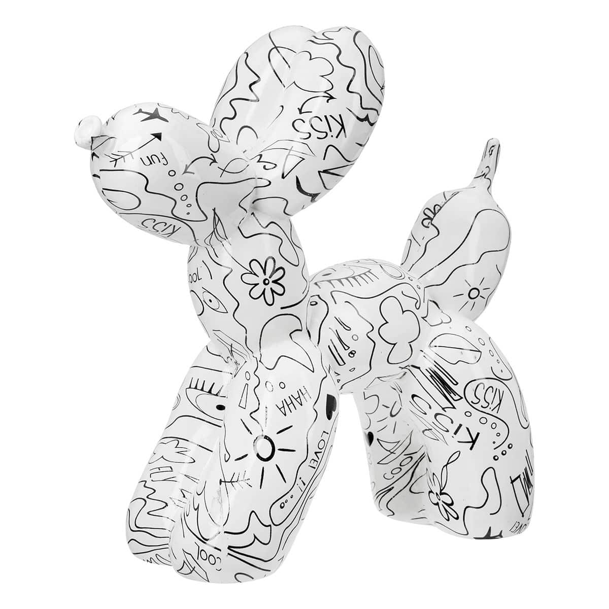 Gilde Handwerk - Beeld - Ballon Hond - Modern Art - Polyresin - 7x20x18 cm - Wit