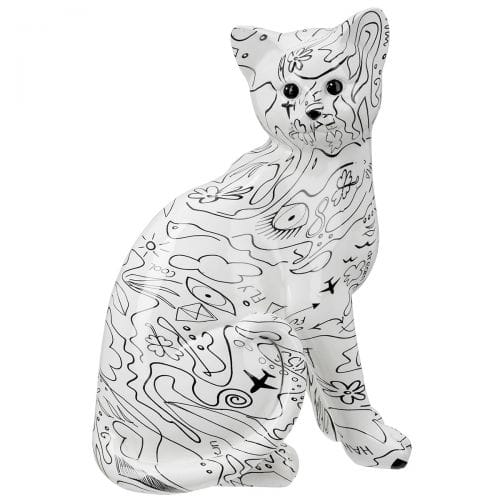 Gilde Handwerk - Beeld - Sculptuur - Kat - Poes - Polyresin - Modern Single Line Design - 11x22x29 cm