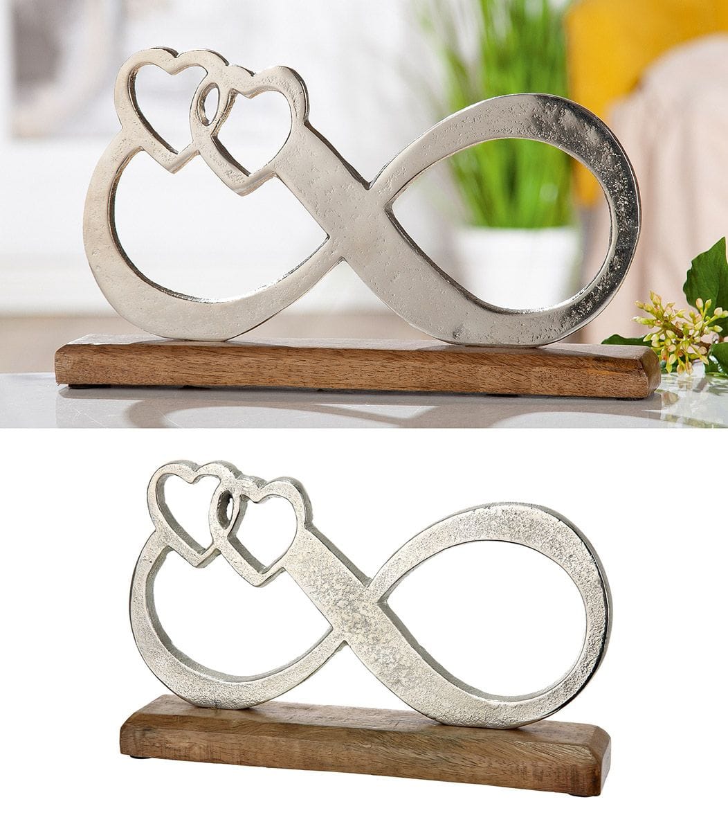 Gilde Handwerk - Beeld - Oneindig - 5x25.5x16cm cm - Mangohout - Aluminium - Afbeelding 2