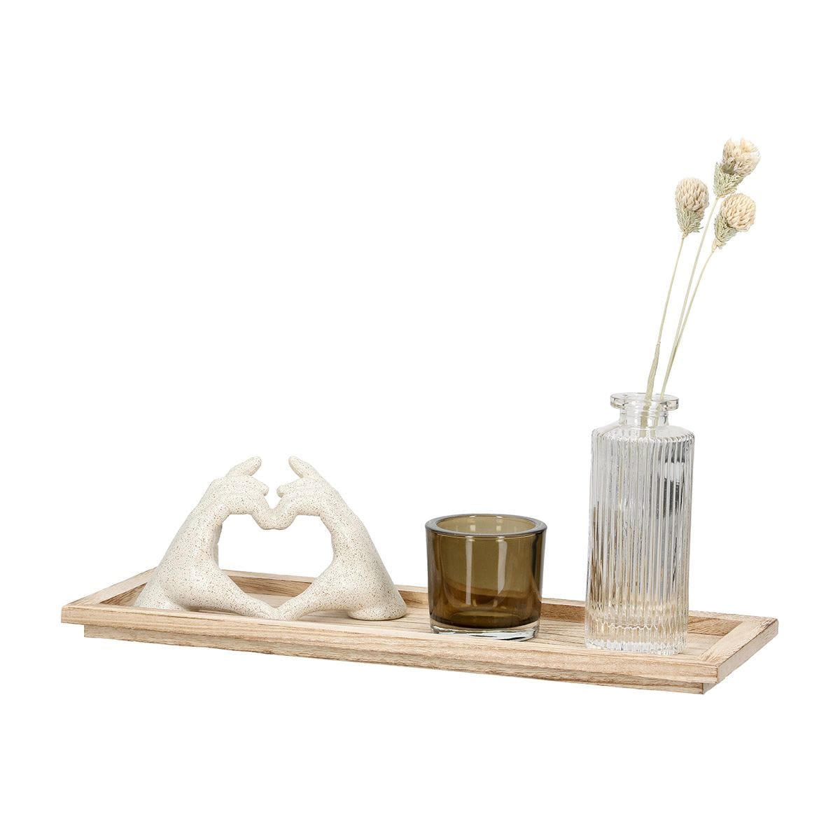 Gilde Handwerk - Decoratieve Set - 4-delig - Woonaccessoires - Love Sign, waxine, vaasje, plateau - Cadeaupakket - Afbeelding 2