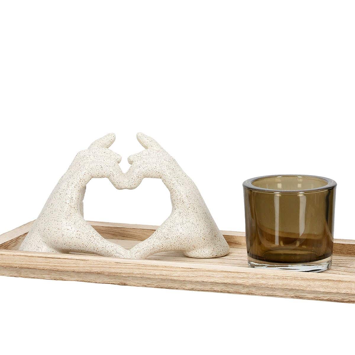 Gilde Handwerk - Decoratieve Set - 4-delig - Woonaccessoires - Love Sign, waxine, vaasje, plateau - Cadeaupakket - Afbeelding 3