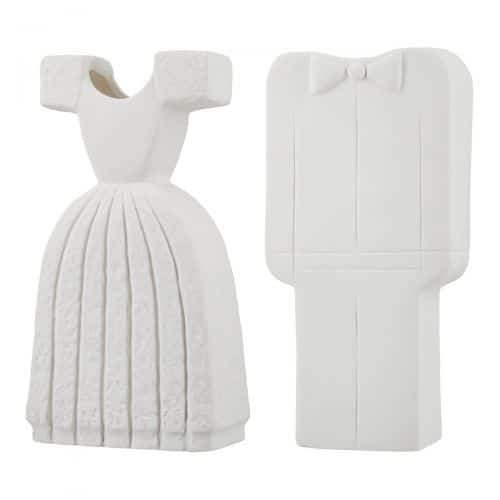 Gilde handwerk - Set/2 - Vazen - Vaas - Bruidspaar - Keramiek - Wit - 6x12x25cm