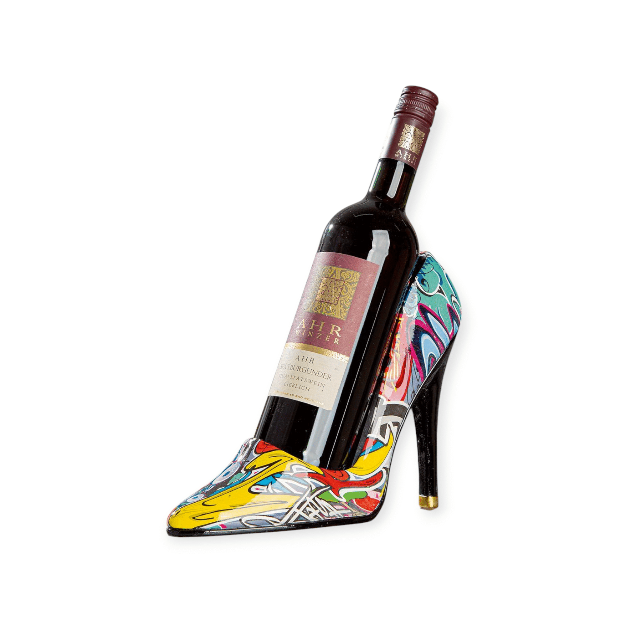 Gilde Handwerk - Wijnfleshouder - Pump - Damesschoen - Polyresin - 9x23x19 cm