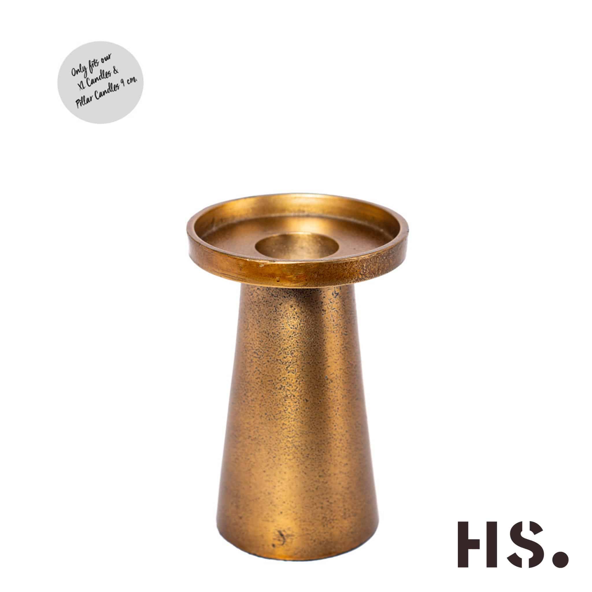 Home Society - Kandelaar XL kaars of stompkaars - Metaal - Goud - 15cm hoog