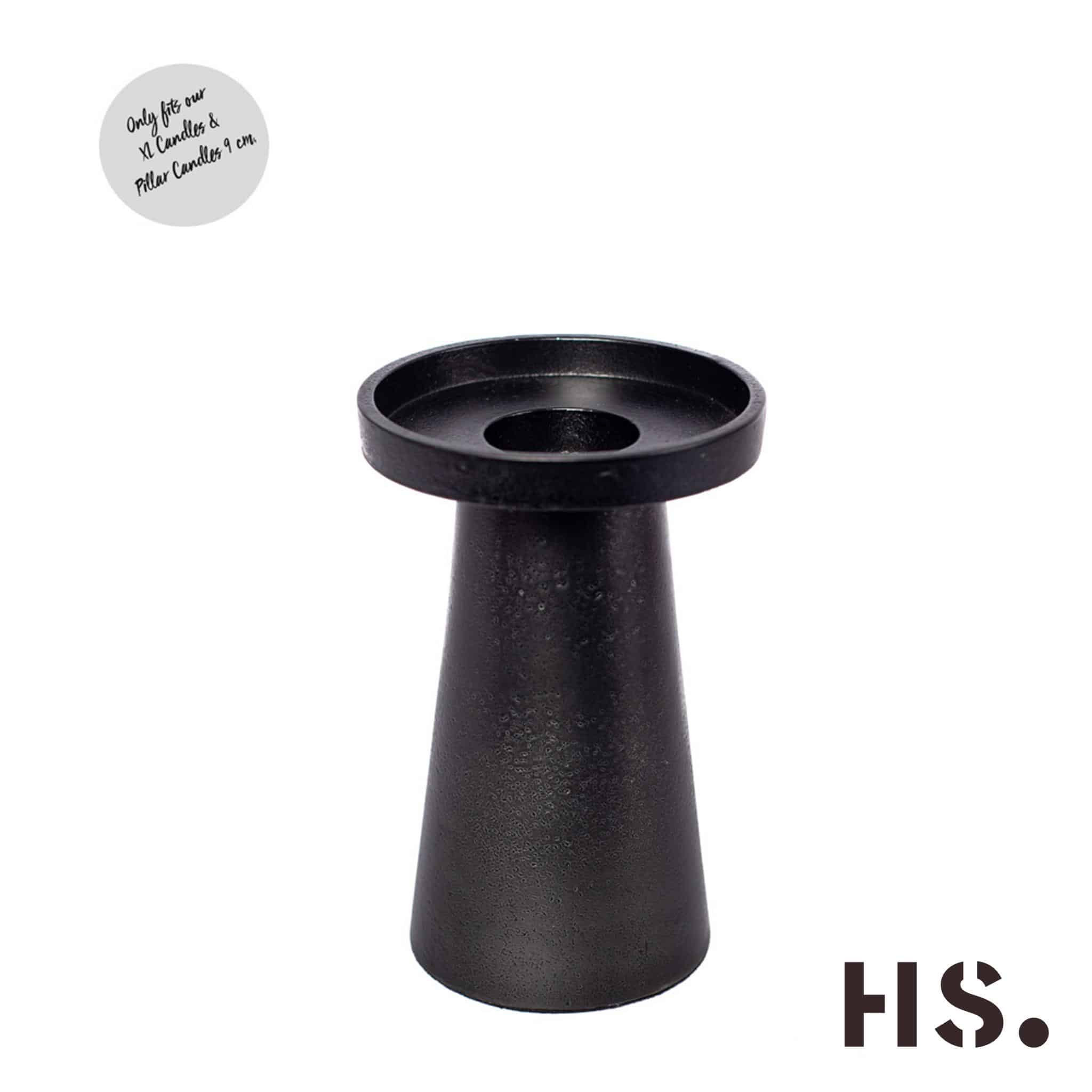 Home Society - Kandelaar Xl kaars of stompkaars - Metaal - Zwart - 15cm hoog