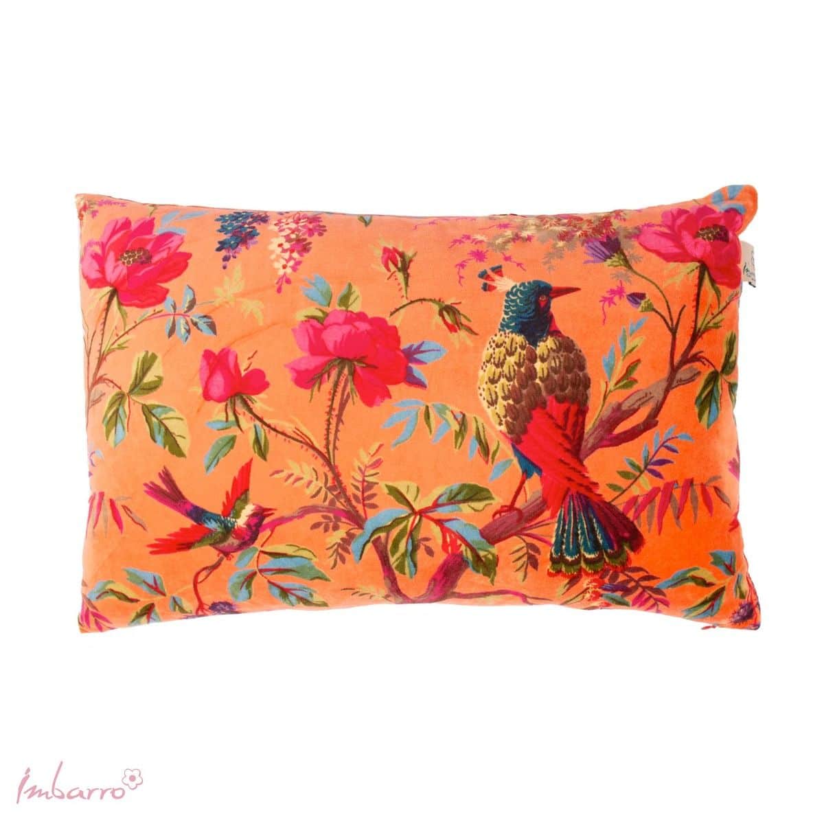 Imbarro - Kussen - Sierkussen - Paradise - Orange - 100 % katoen velvet - 40 x 60 cm