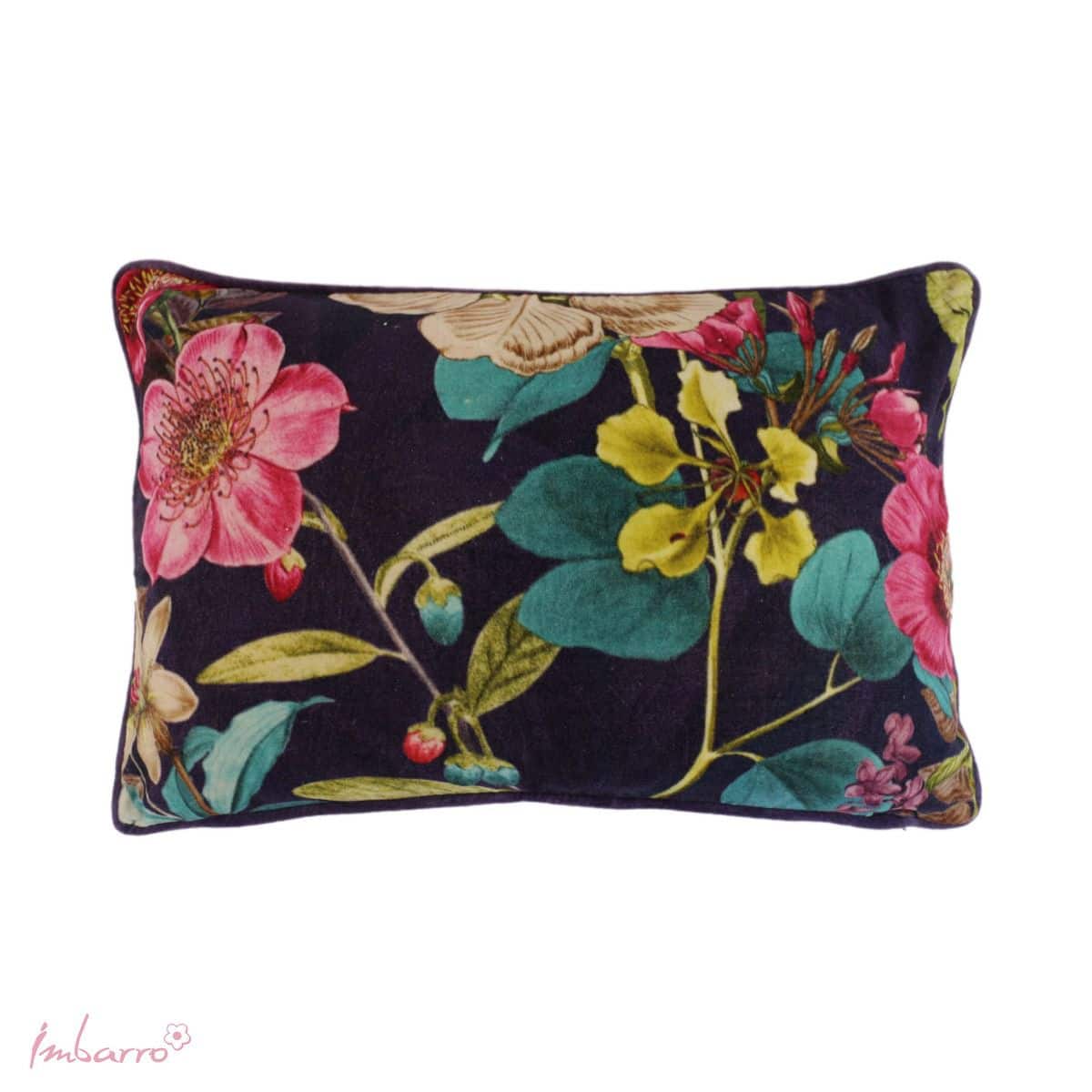Imbarro - Sierkussen - Kussen - Maxima - Velours - Purple - Bloemen - 40x60cm