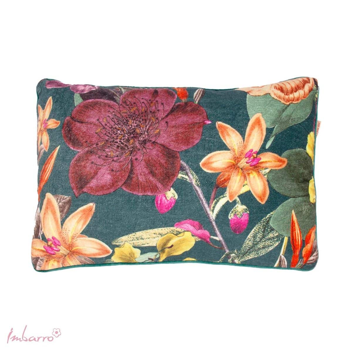 Imbarro - Kussen - Sierkussen - Norah - Green - 100 % katoen/velvet - 40x60 cm