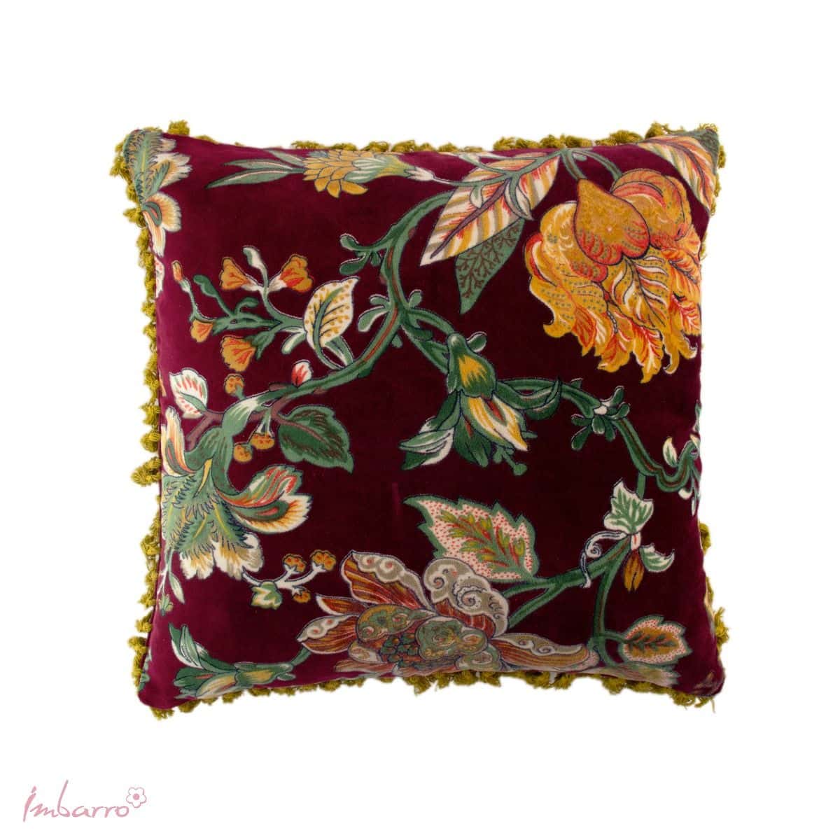 Imbarro - Kussen - Sierkussen - Romee - Dark Red - 100 % katoen velvet - 50x50 cm