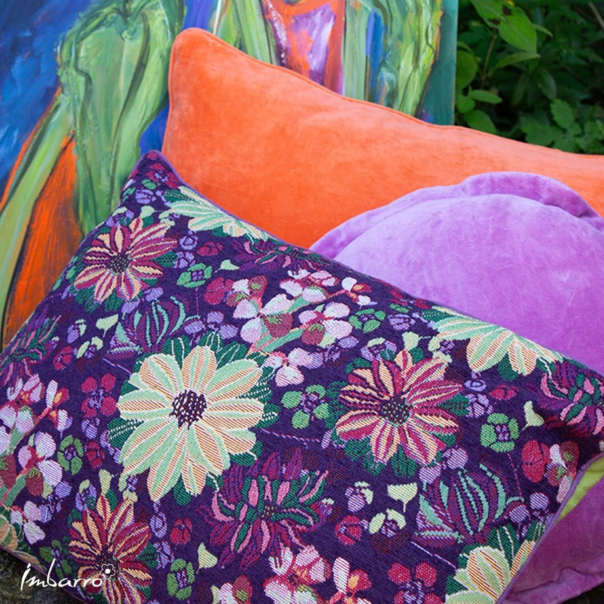 Imbarro - Kussen - Sierkussen - Violet - Robuust Katoen - 40x60cm - Bloemen - Afbeelding 2