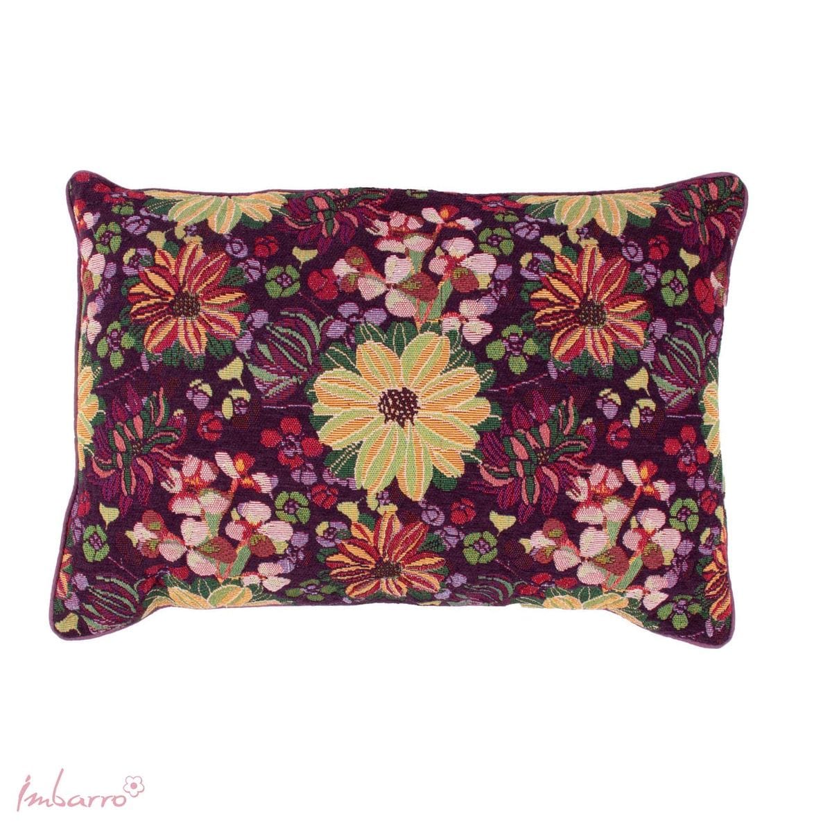Imbarro - Kussen - Sierkussen - Violet - Robuust Katoen - 40x60cm - Bloemen