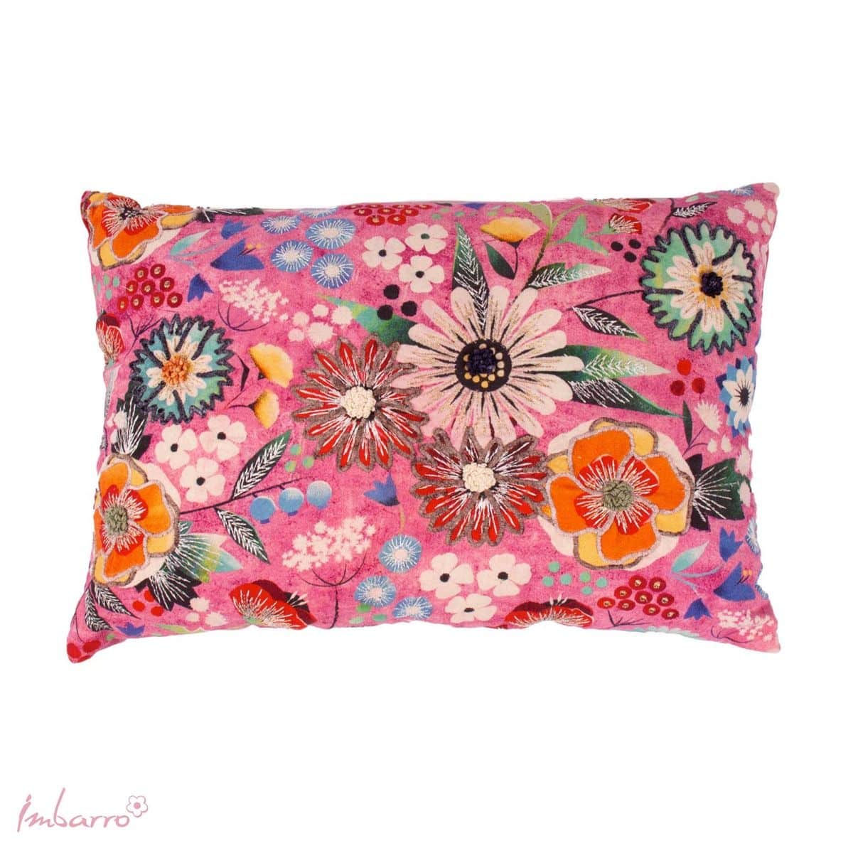 Imbarro - Kussen - Sierkussen - Valentine - Roze - Hand geborduurd - 40x60