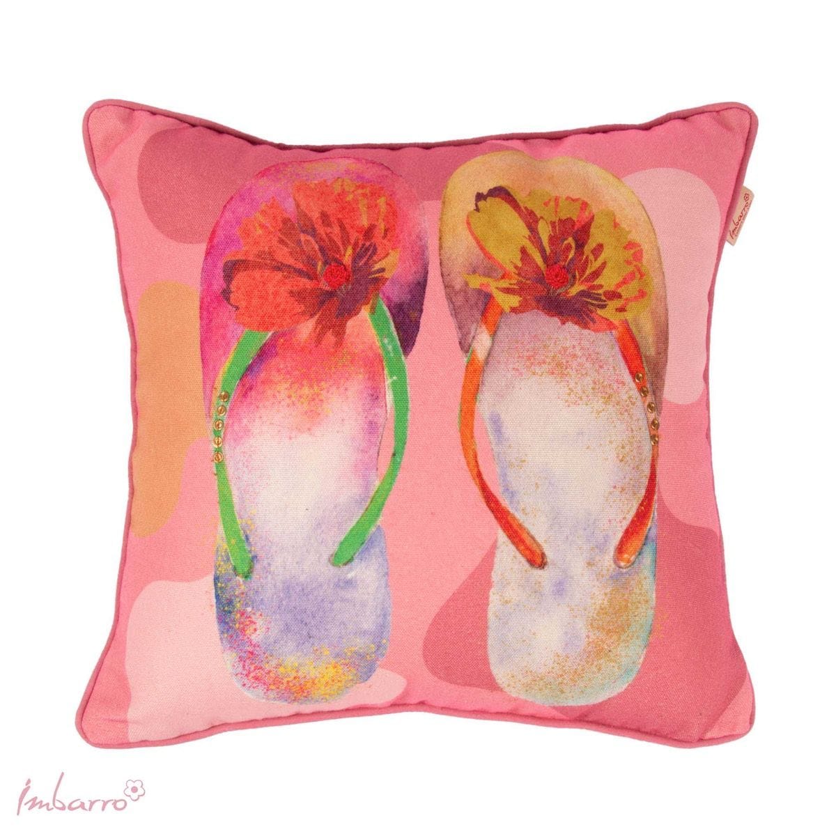 Imbarro - Kussen - Sierkussen - Flipflops - Slippers - Binnen kussen - Buitenkussen - P.E.T. - 45x45cm