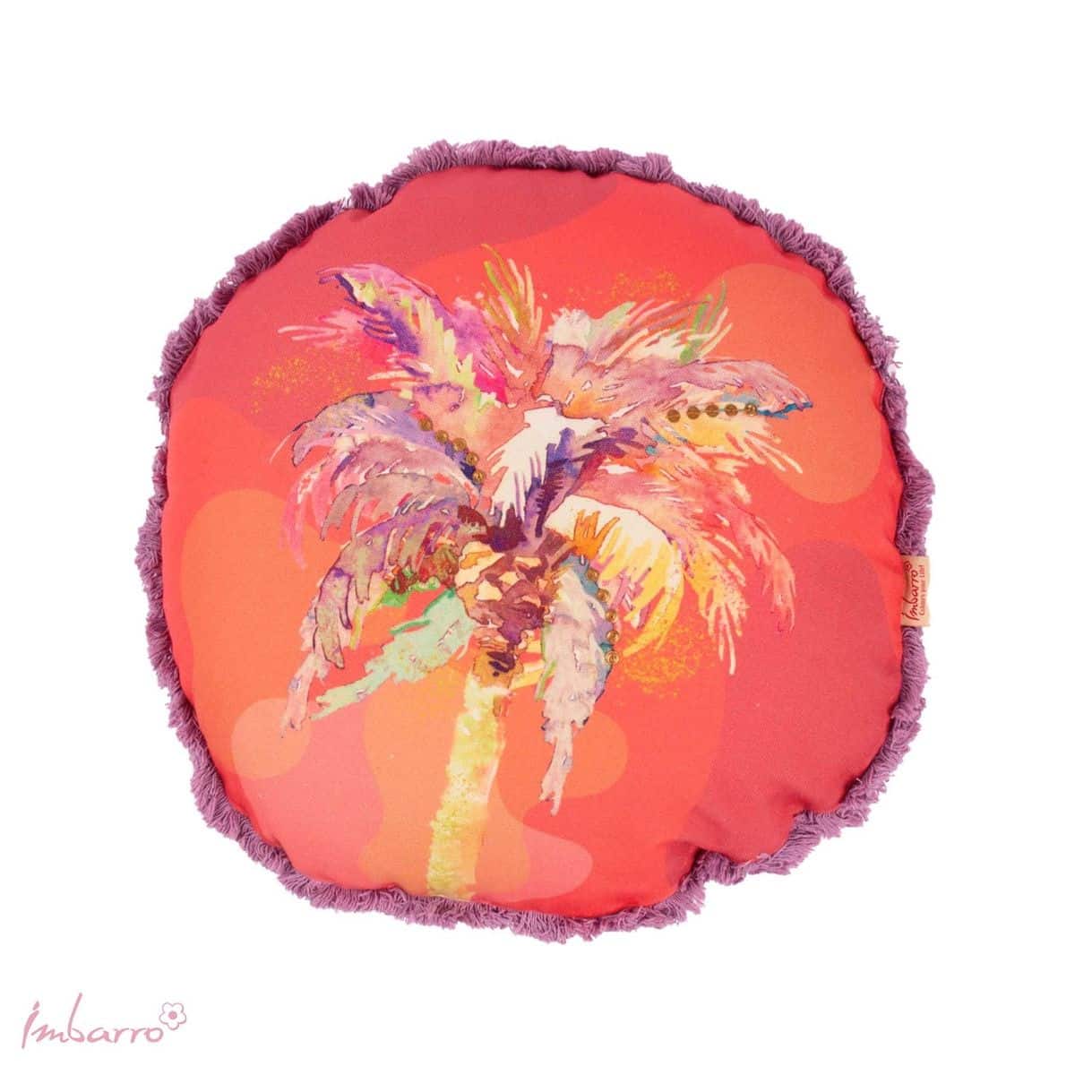 Imbarro - Kussen - Sierkussen - Palmtree - Binnenkussen - Buitenkussen - P.E.T. - Rond 40cm