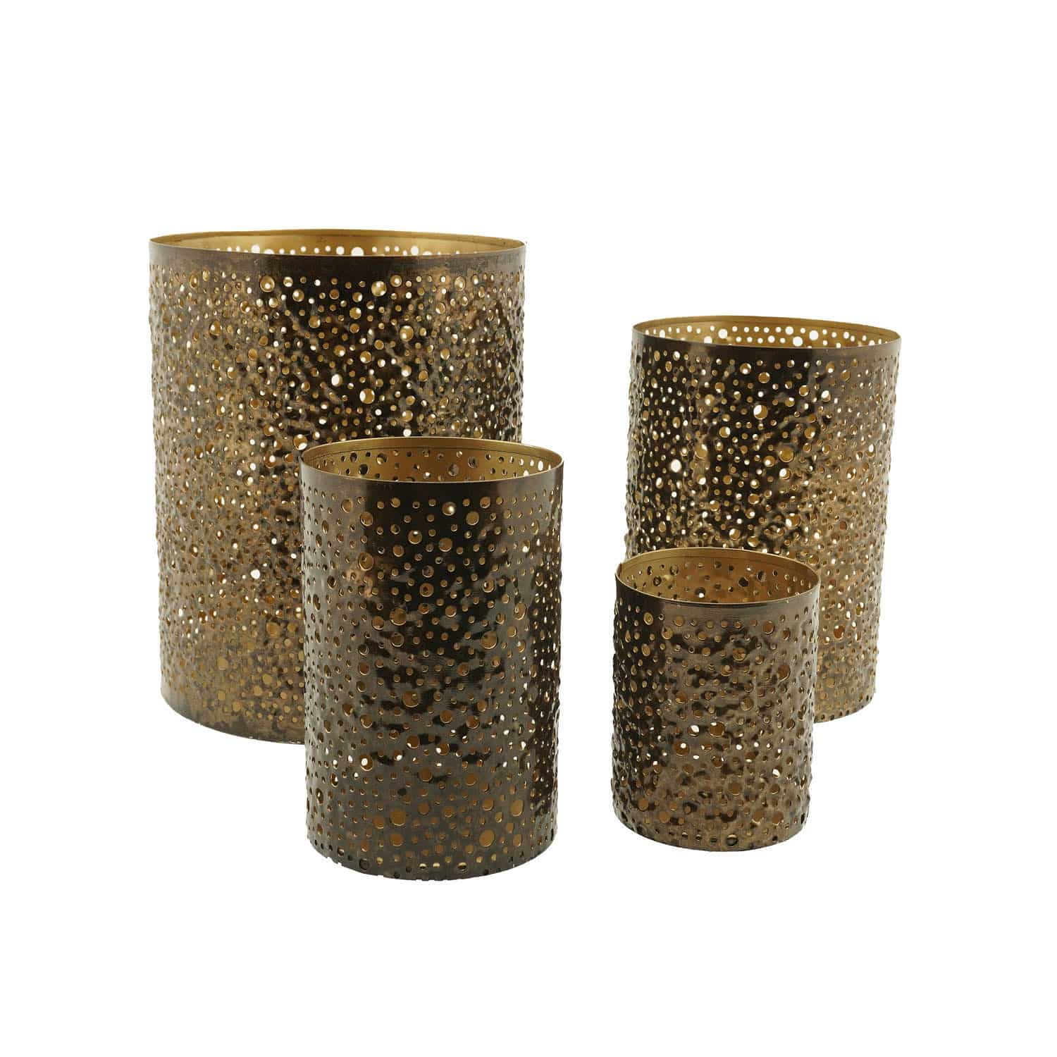 Home Society - Set/4 - Waxinelichthouders - Goud - Sterry - 22/18/15/11cm hoog