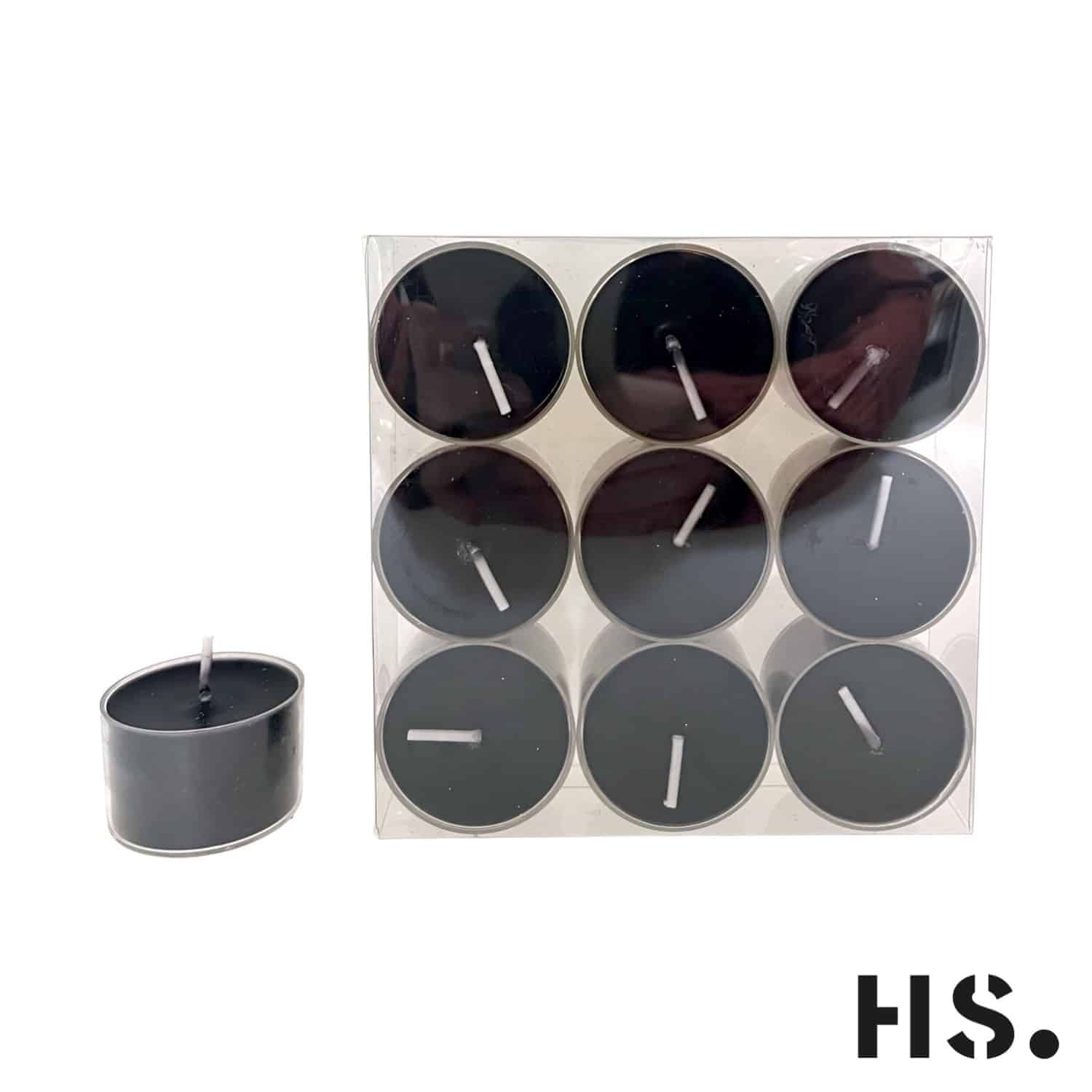 Home Society -Waxinelichtjes - Theelichtjes - 9 stuks - Zwart