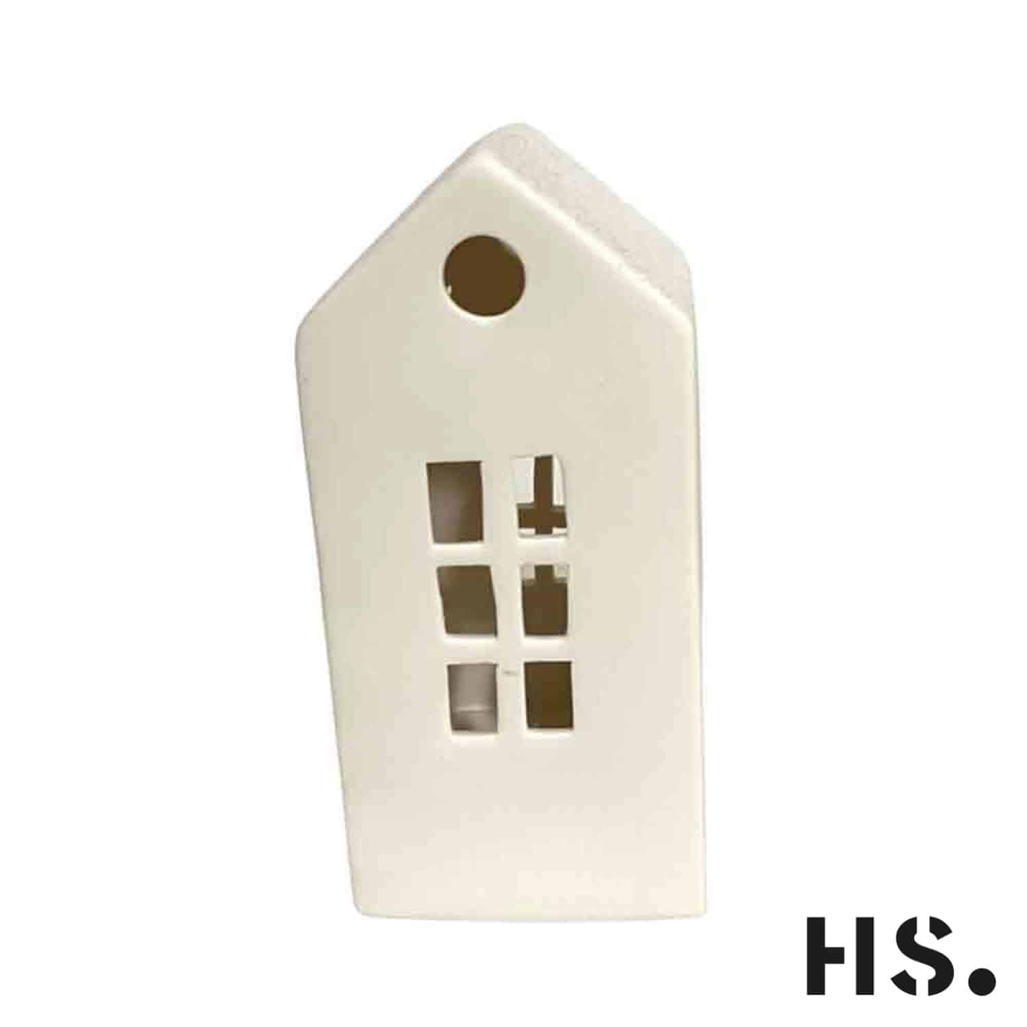 Home Society - LED Huisje - Wit - Keramiek - L - 17 x 8 x 9,5 cm