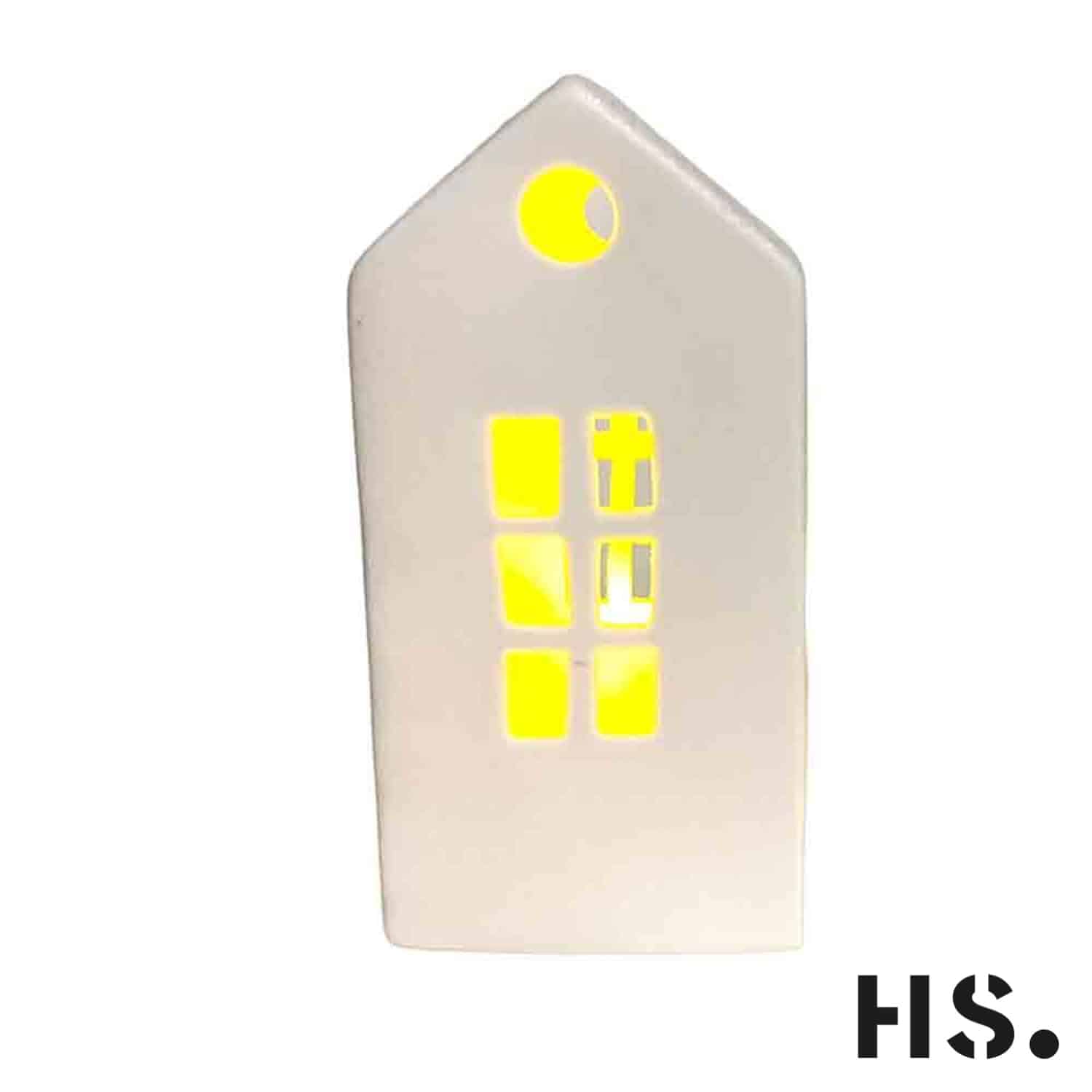 Home Society - LED Huisje - Wit - Keramiek - L - 17 x 8 x 9,5 cm - Afbeelding 2