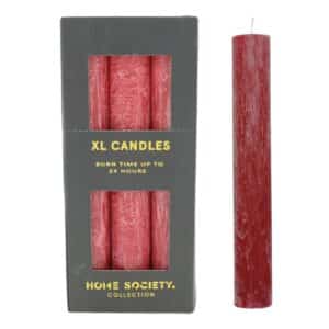 Home Society - Extra brede - XL Dinerkaarsen - Rood - Set/9 stuks - ∅ 3,5 cm