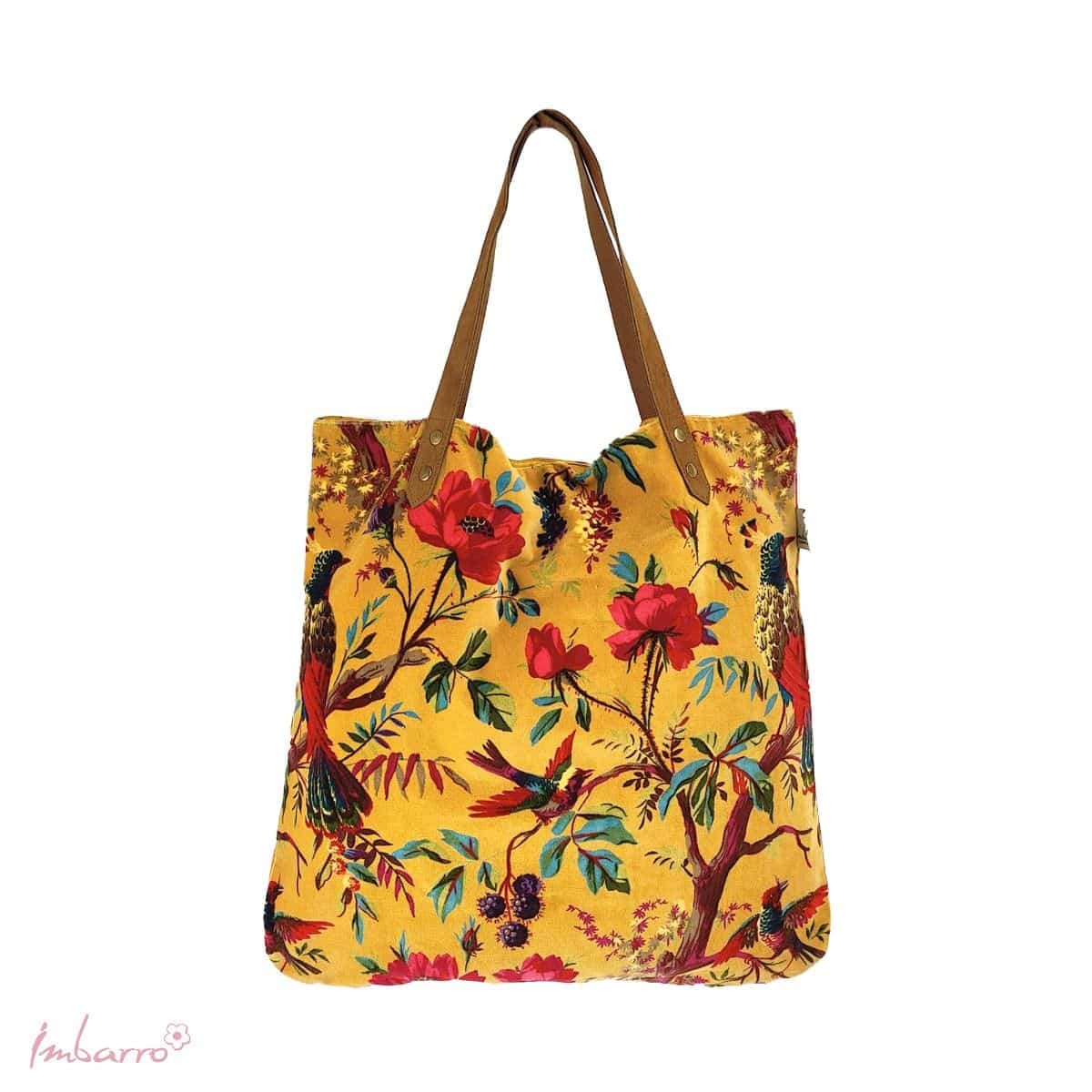 Imbarro - Tas -Shopper - Paradise - Yellow- Geel - 100% Katoen Velvet