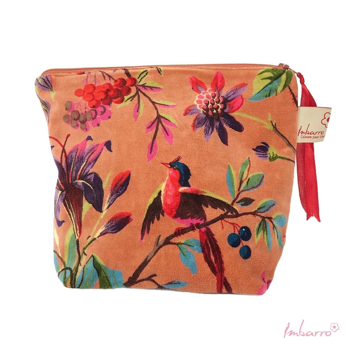 Imbarro - Pouch - Toilettas - Clutch - Paradise - Coral - Velours