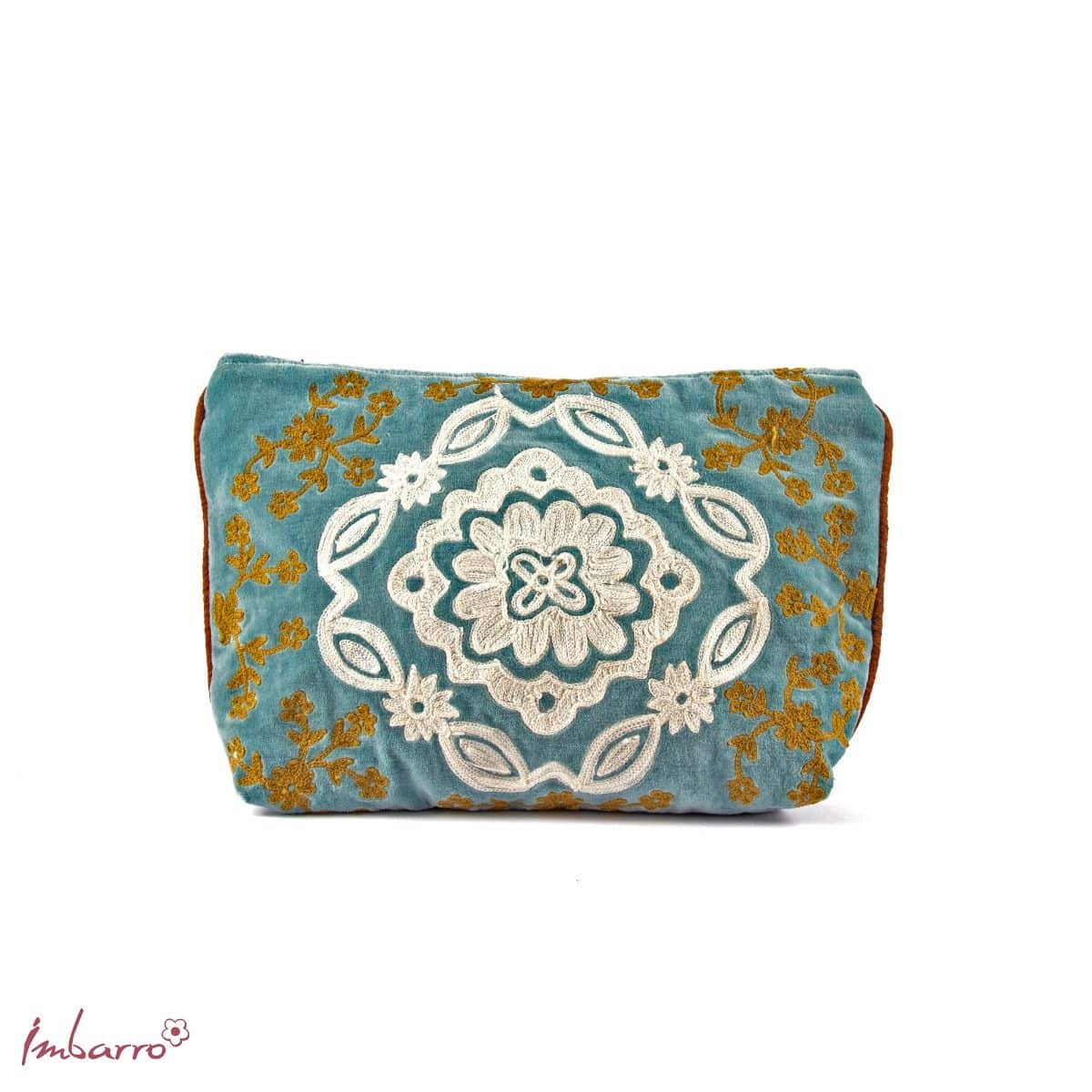 Imbarro - Pouch - Toilettas - Make-up tas - Aimy - Blauw - 100% Katoen