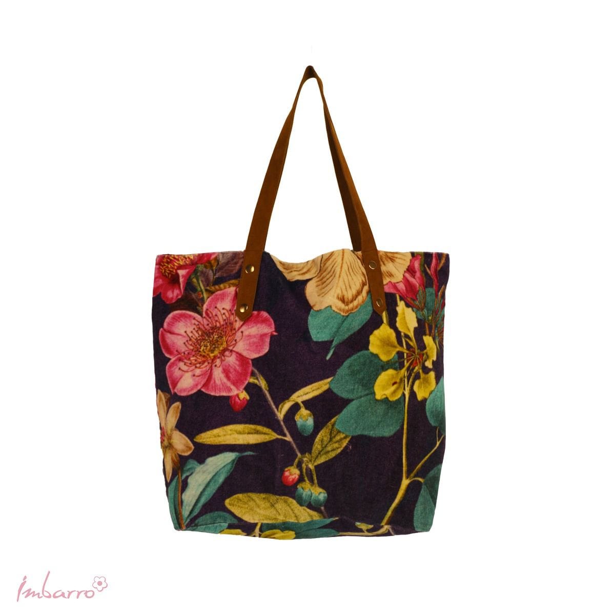 Imbarro - Shopper - Tas - Maxima - Flores Fiesta - Paars - Velours
