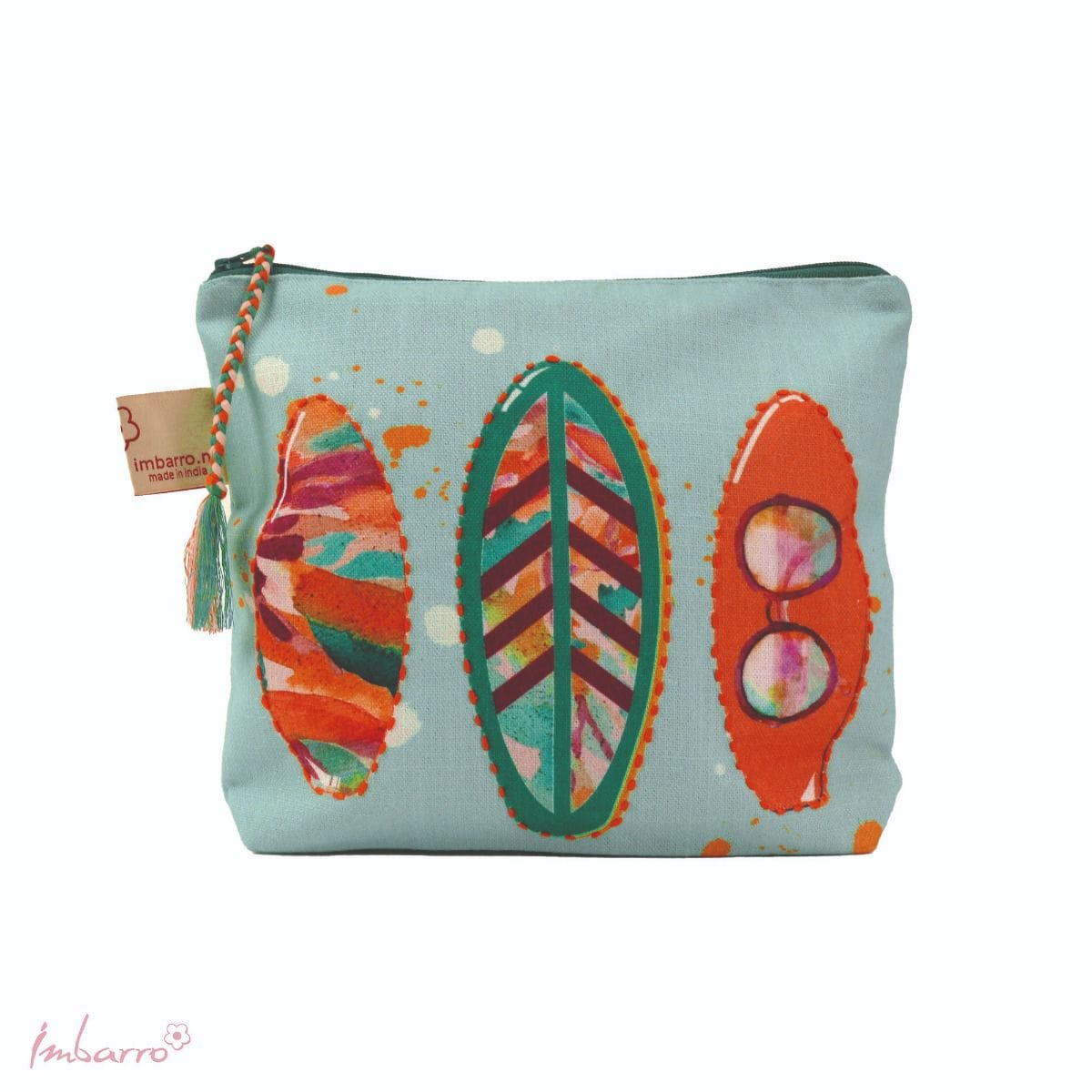 Imbarro - Pouch - Toilettas - Clutch - Makeup Tasje - Surfing - Katoen - 20x24cm