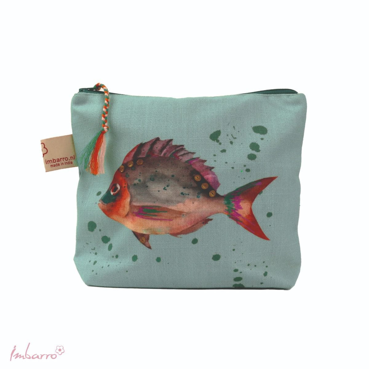 Imbarro - Pouch - Toilettas - Clutch - Makeup Tasje - Guppy - Katoen - 20x24cm