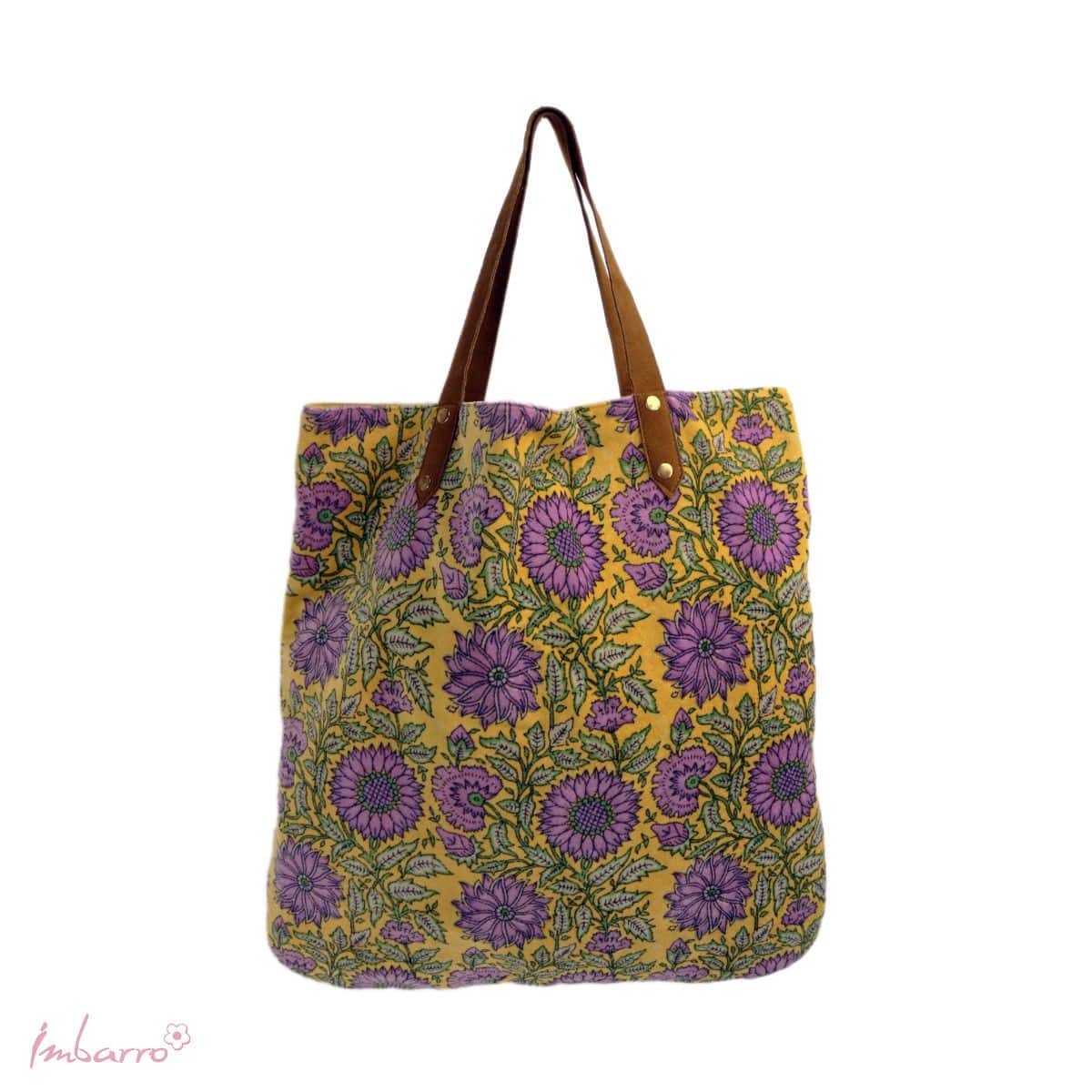 Imbarro - Tas - Shopper - Noraly- Velours - Bloemen - 50x50cm