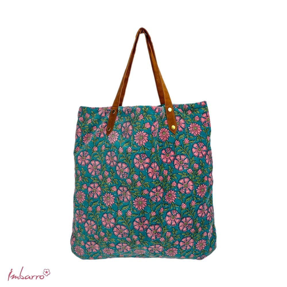 Imbarro - Tas - Shopper - Fayah - Velours - Bloemen - 50x50cm