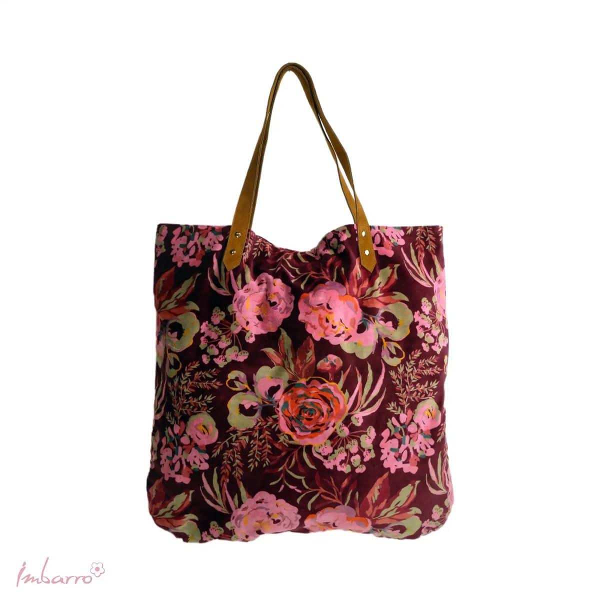 Imbarro - Tas -Shopper - Evelyn - Dark Red - Donkerrood - 100% Katoen Velvet