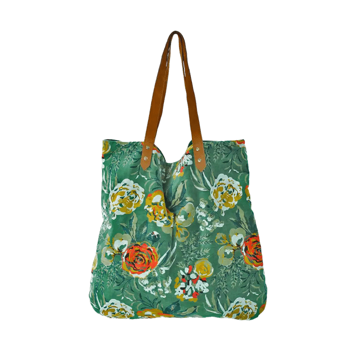 Imbarro - Tas -Shopper - Evelyn - Green - Groen - 100% Katoen Velvet
