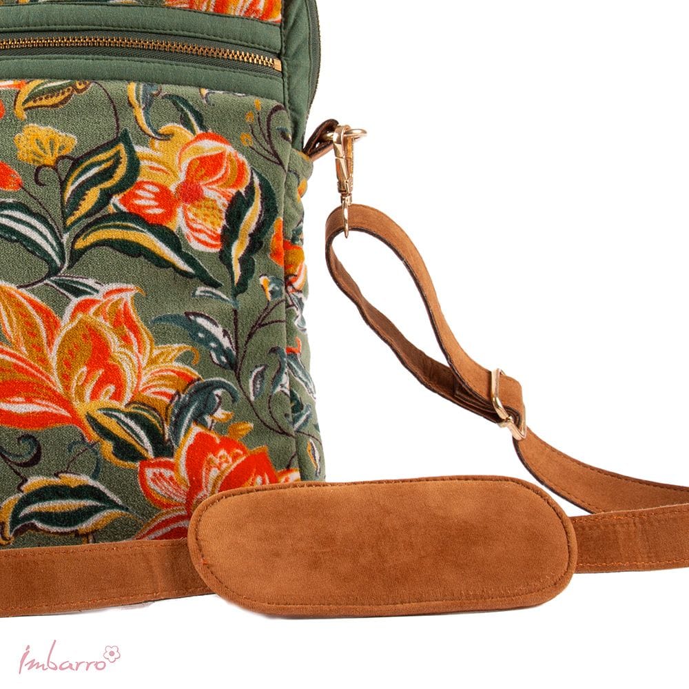 Imbarro - Cross Bag - Schoudertas - Pandora - Groen - 25x30 - 100 % katoen velvet - Afbeelding 2