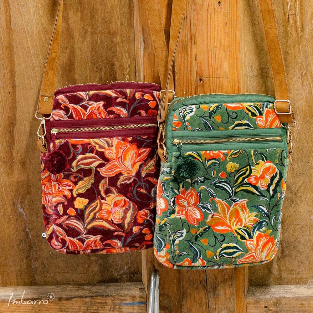 Imbarro - Cross Bag - Schoudertas - Pandora - Groen - 25x30 - 100 % katoen velvet - Afbeelding 3