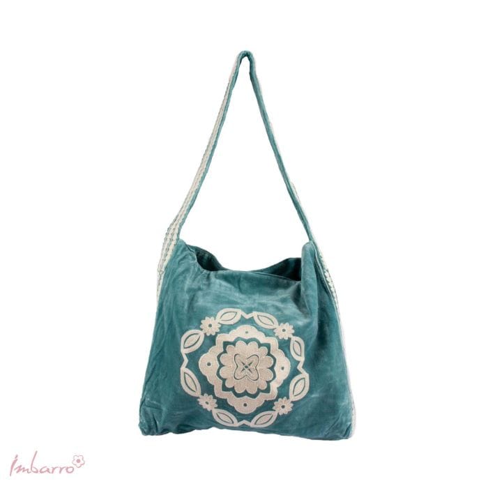 Imbarro - Tas - Shopper - Aimy - Blauw - 100% Katoen Velvet - Afbeelding 2