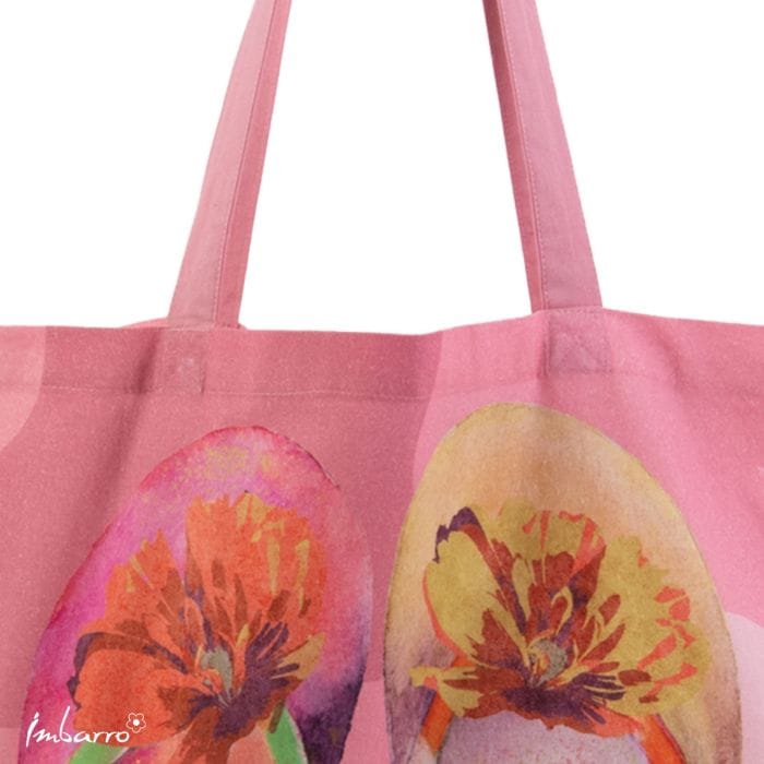 Imbarro - Easybag - Shopper - Tas - Vouwtasje - Katoen - Flipflops - Tropical - 45x50cm - Afbeelding 2