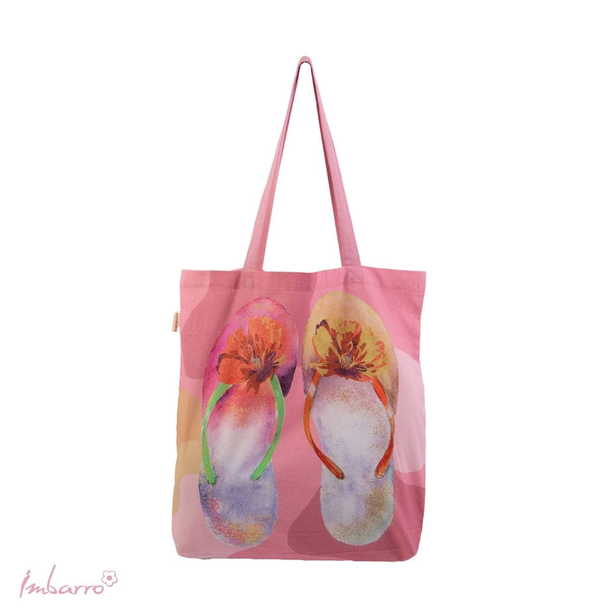 Imbarro - Easybag - Shopper - Tas - Vouwtasje - Katoen - Flipflops - Tropical - 45x50cm