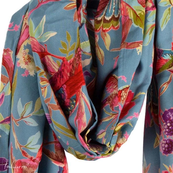 Imbarro Shawl - Sjaal - Paradise - Blue - 100 % Rayon - 100 x 200 cm - Afbeelding 3