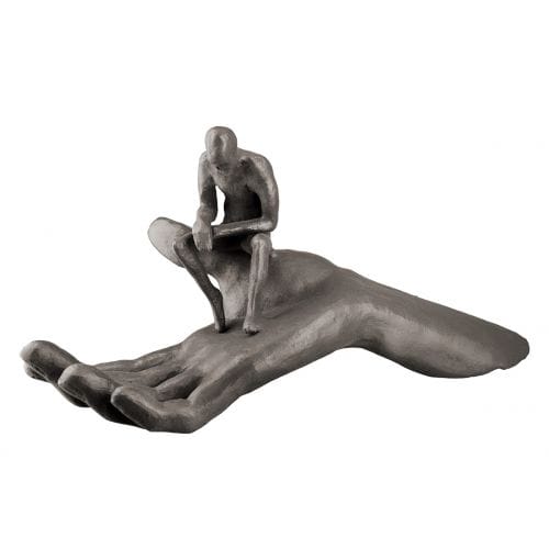 Gilde Handwerk - Beeld - Sculptuur - Man op hand - 21x9x12 - Metaal