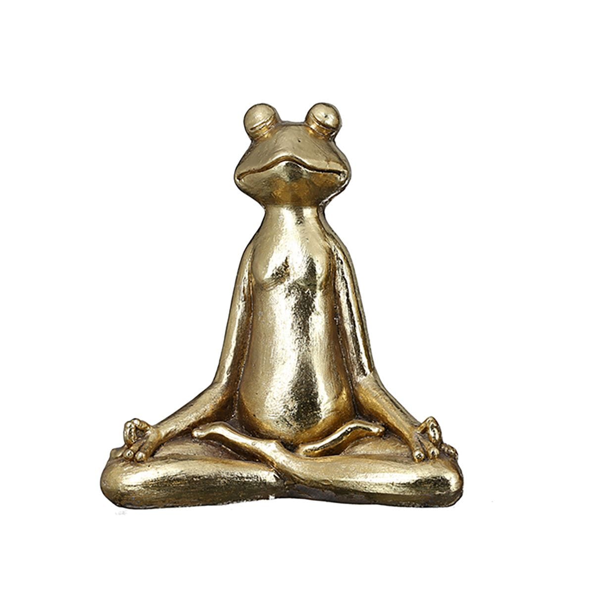 Gilde handwerk - Sculptuur Beeld - Yoga Kikker - Frog - Robuust Goud - 34cm