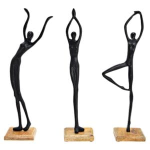 G.Wurm - Set/3 - Beelden - Sculpturen - Beweging - Hout en Metaal -10x10x50cm