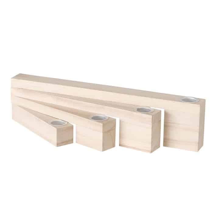 Boltze - Kandelaar - Ebba - Kaarsenhouder - Rechthoekig - 8x32 cm - voor 4 kaarsen - naturel hout