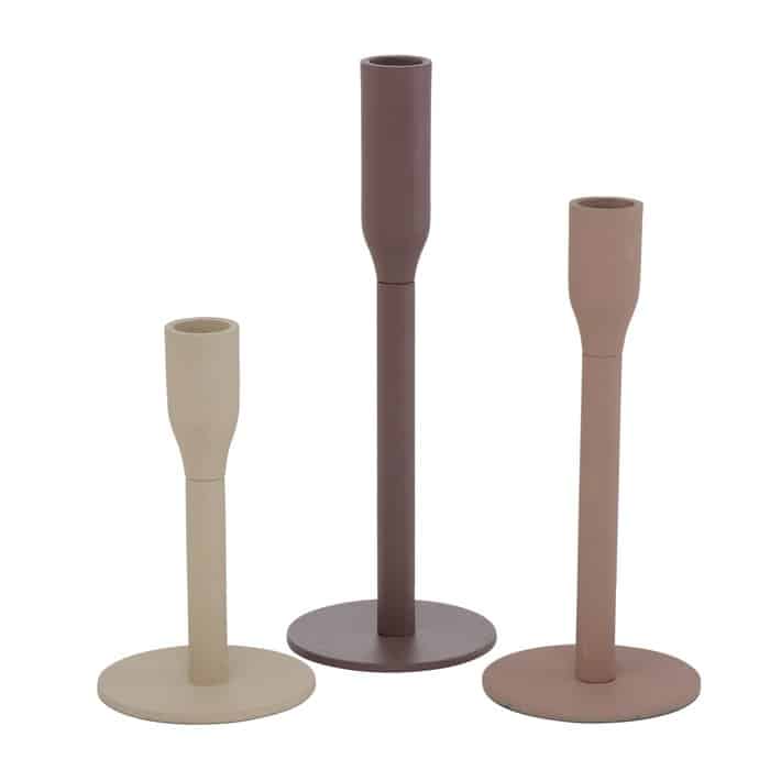 Boltze - Set/3 - Kaarsenhouders - Kandelaar - Masdour - Beige, Taupe, Donker roze